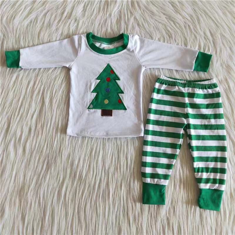Baby boy green tree pajama set