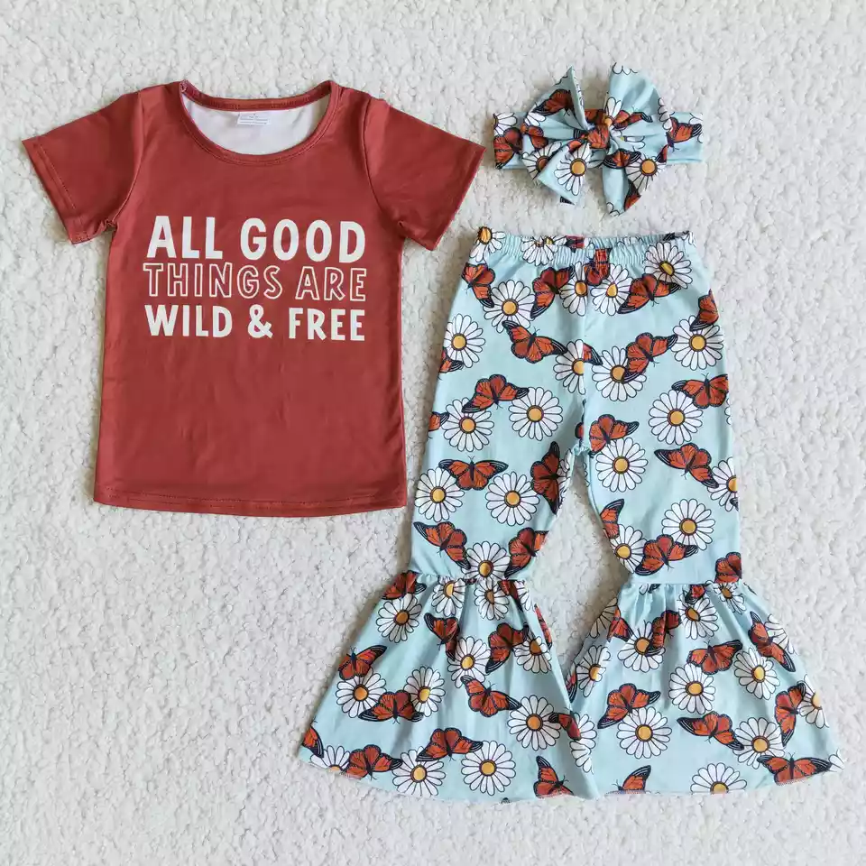 All things are wild free summer outfit wholesale baby clothes