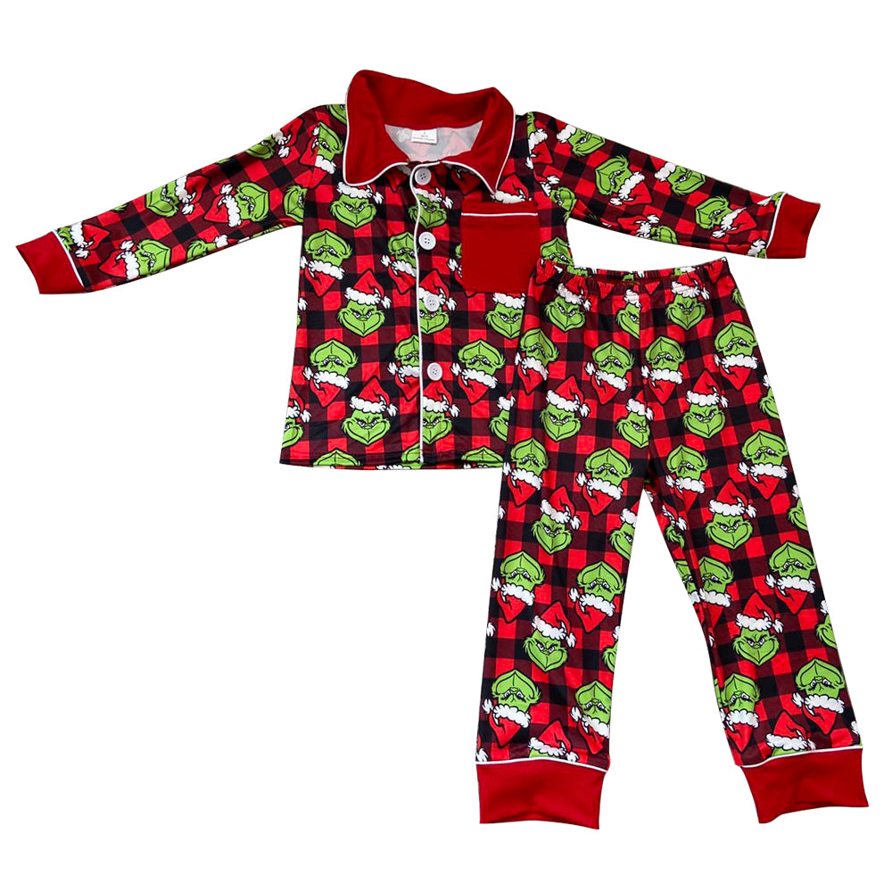 boys green/red pajama set