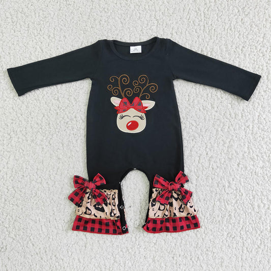 baby girls long sleeve embroidery design Christmas romper