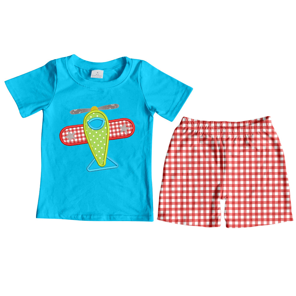 Pre-order boy short sleeve airplane print short set,  Oct 27th