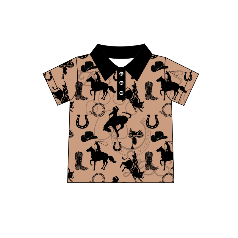 Preorder boy short sleeve western cowboy pullover