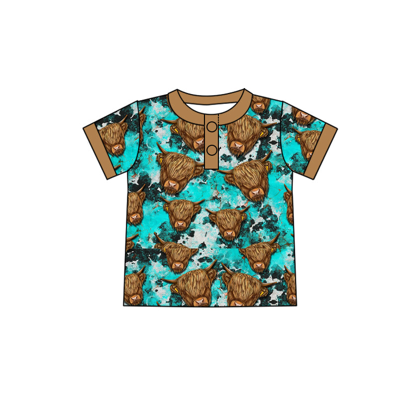 Preorder baby boy short sleeve cow  top, Nov 4th,  BT0147,NOV 11th