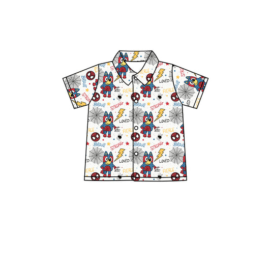 Pre-order wholesale boy short sleeve cartoon button up shirt