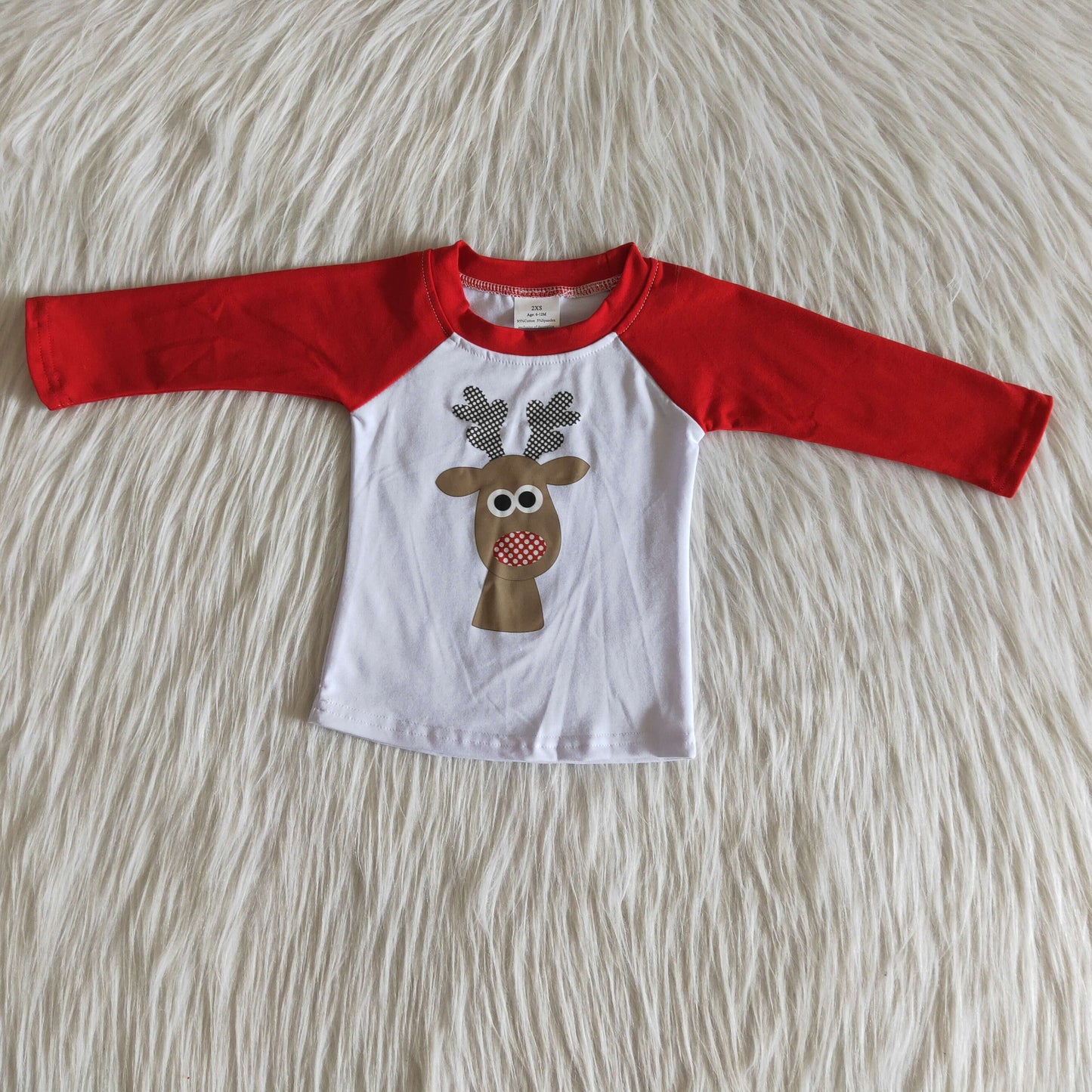 Boys long sleeve reindeer raglan t-shirt