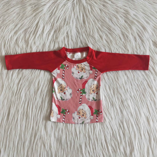 Boys long sleeve Santa print raglan t-shirt