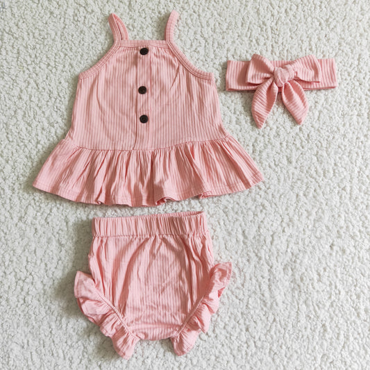 infant baby girls coral bummies set