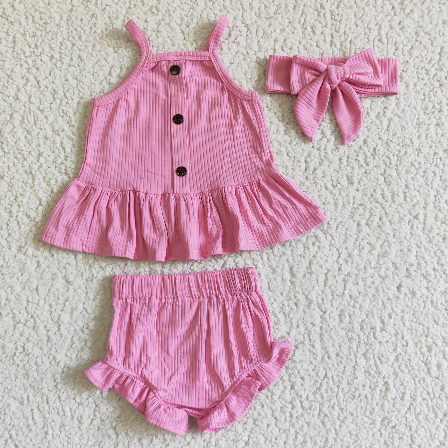 infant baby girls hot pink bummies set