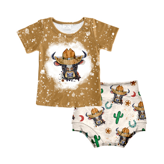 preorder Infant toddle  girls cactus cow  bummie set GBO0068, Nov 8th