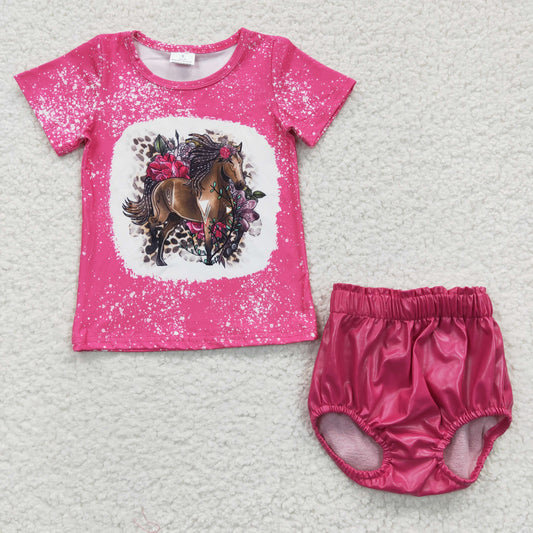 horse top hot pink p-leather bummies set