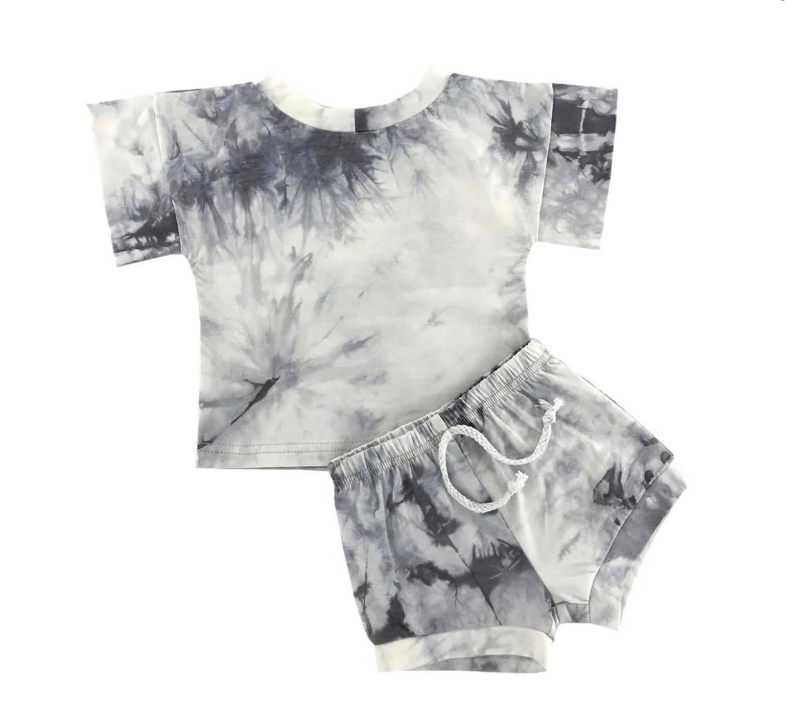 Pre-order  grey tie dye wholesale bummies set