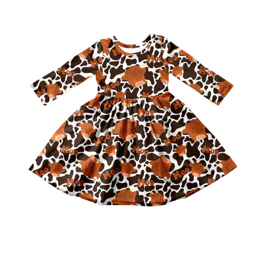 Pre-order long sleeve highland cow dress