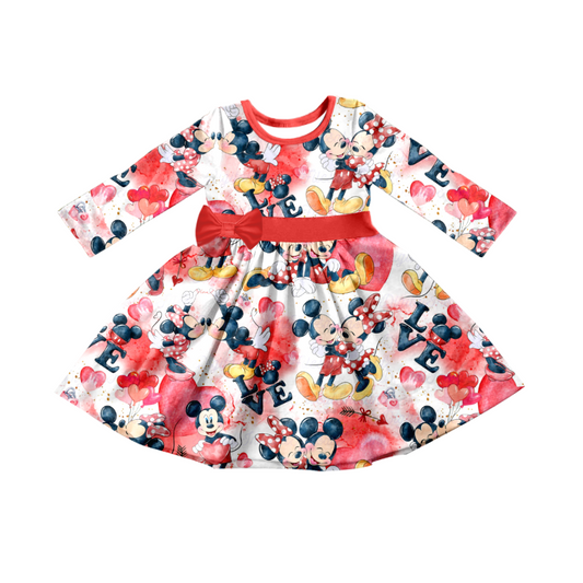 Pre-order  girls long sleeve Valentiens day cartoon dress, GSD0185, Nov 5th