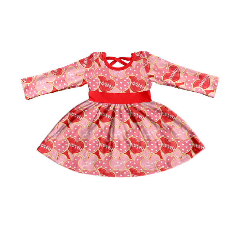 Pre-order  girls long sleeve Valentiens day dress, GLD0188, Dec 6th