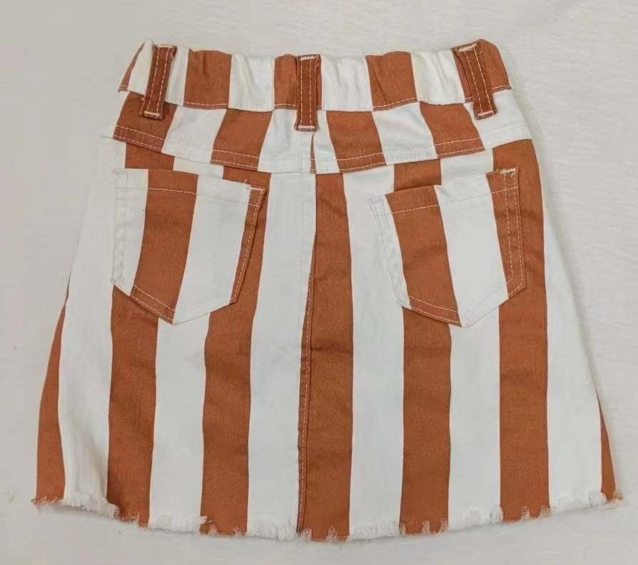 pre-order brown stripes denim skirts