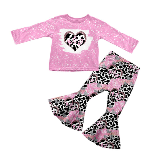 Pre-order baby girls long sleeve farm cow print outfit