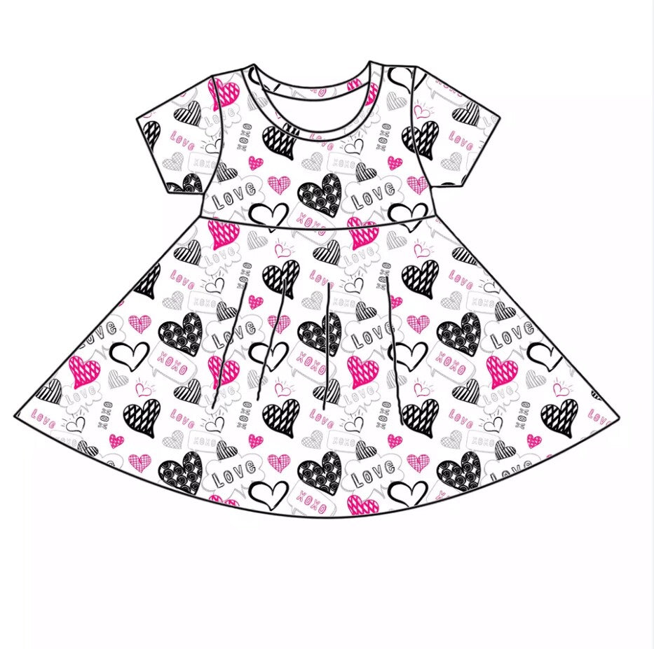 Pre-order  girls short sleeve love print dress, GSD0199, Nov 15th