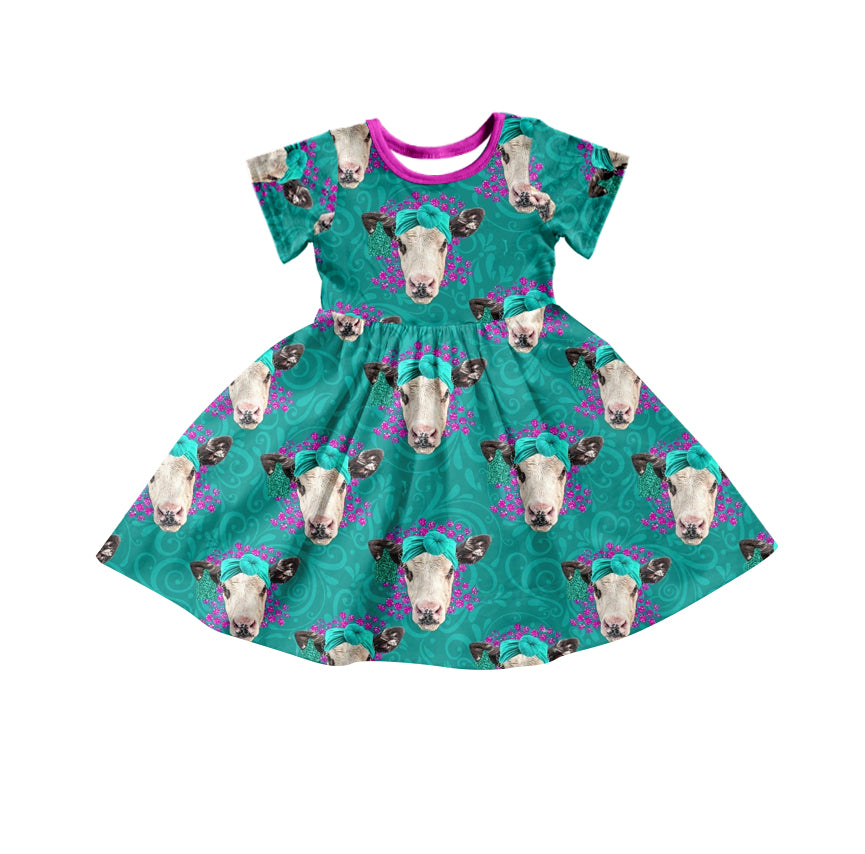 Pre-order  girls short sleeve cow  dress, GSD0218, Dec 6th