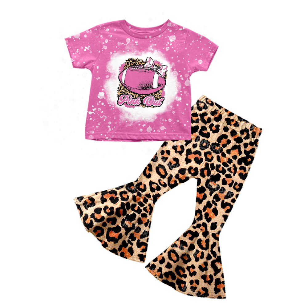 Pre-order girls pink top leopard pants 2pcs outfit, Oct 24th