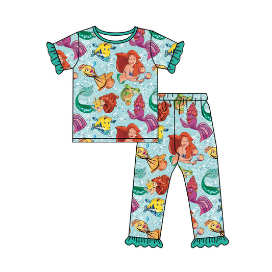 Pre-order baby girls short sleeve cartoon print 2 pcs pajama set, GSPO0135, Nov 7th