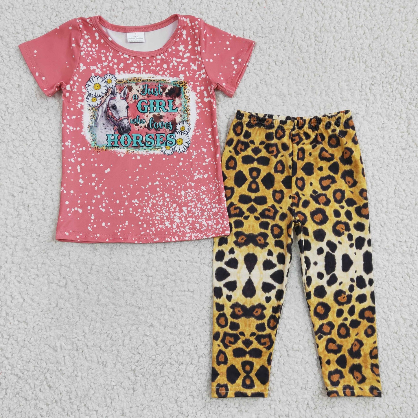 Pre-order just a girl who loves horses top cheetah leopard leggings outfit ,GSPO0491