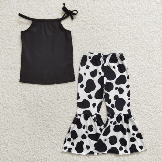 wholesale baby girls cow bell bottoms 2pcs outfit