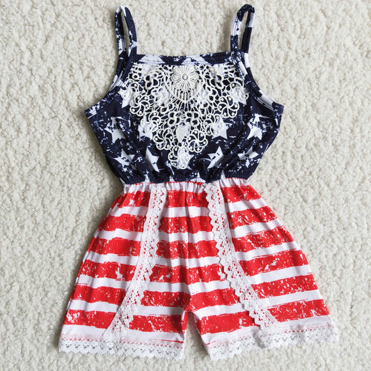 July 4th romper Toddle Girls Patriotic Jumpsuit