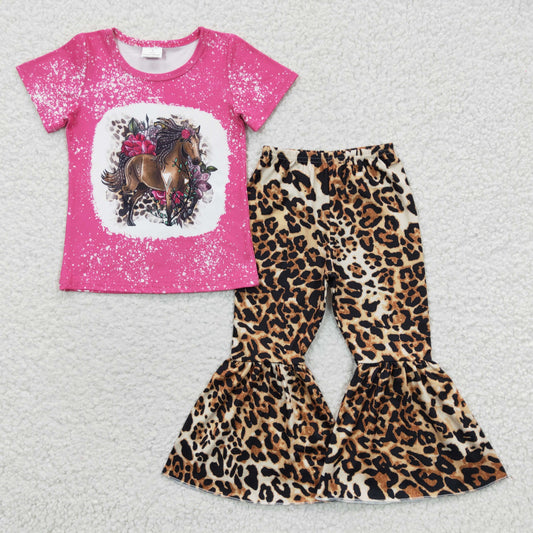 Western animal horse bell bottom clothing set