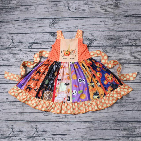 Kids Girls Pumpkin twirl dress with sash