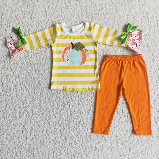 Baby girls long sleeve pumpkin outfit