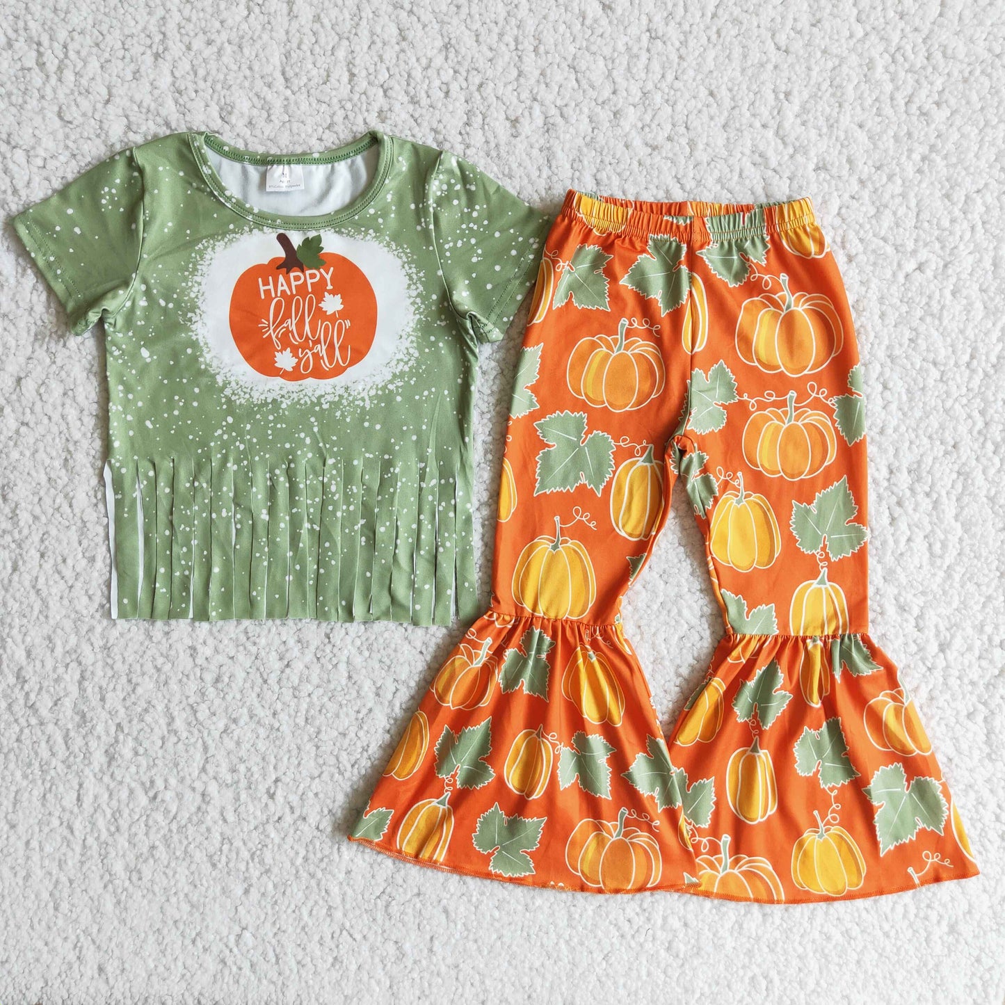 Baby girls tassel pumpkin outfit