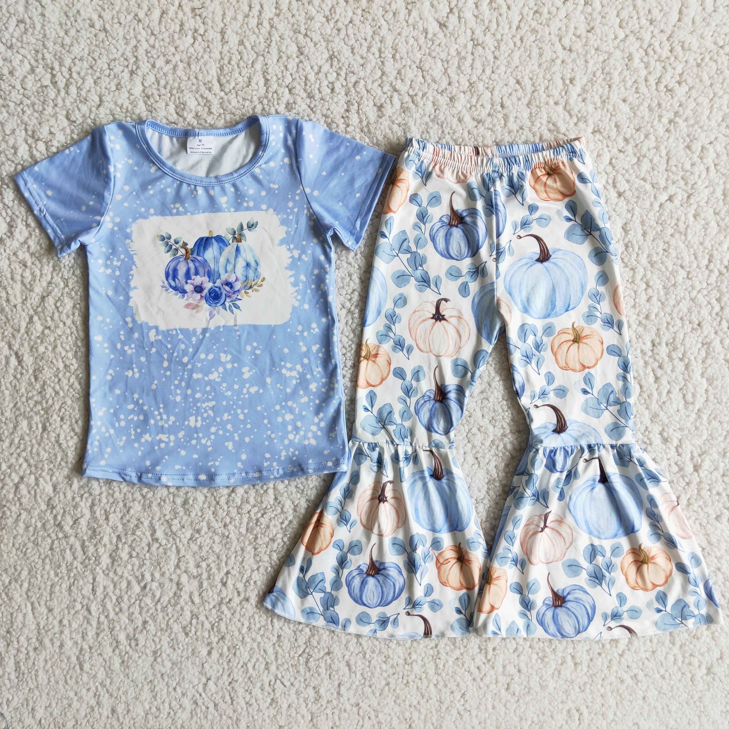 Baby girls blue floral pumpkin outfit
