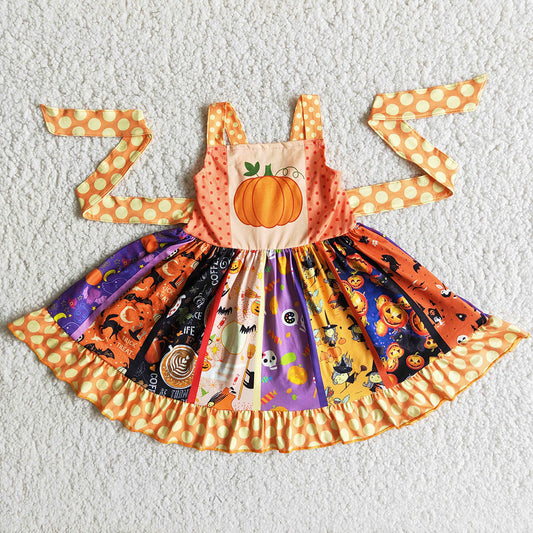 Wholesale fall Pumpkin twirl  dress