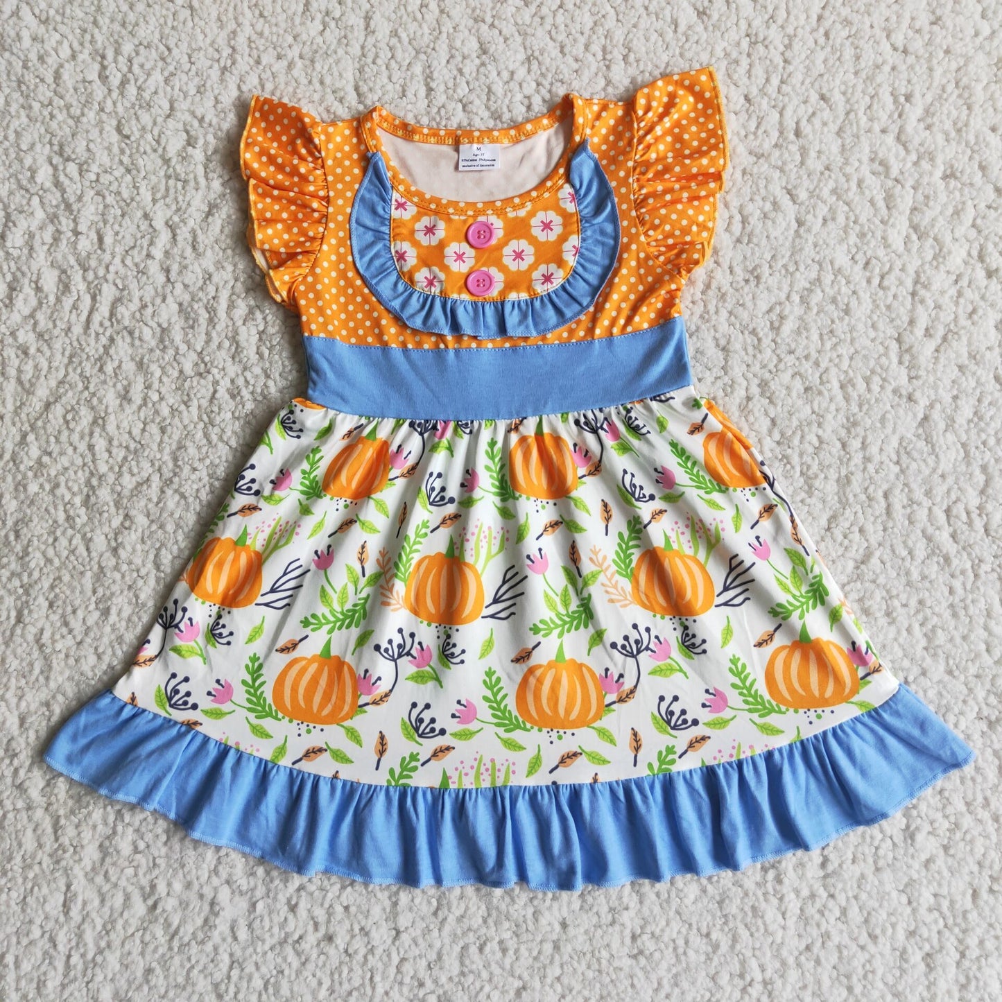 girls short sleeve pumpkin dress
