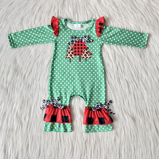 Infant girls Christmas tree one piece romper