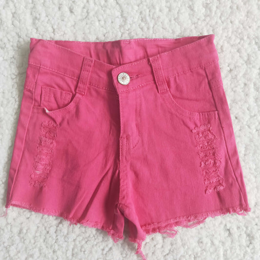 Baby girls hot pink denim shorts