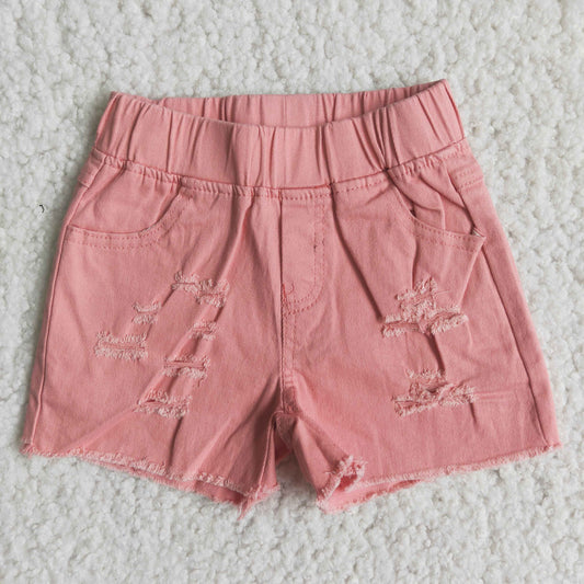 Girls pink denim shorts