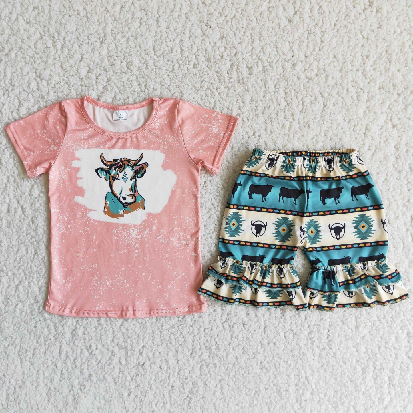 Girls heifer print summer outfit