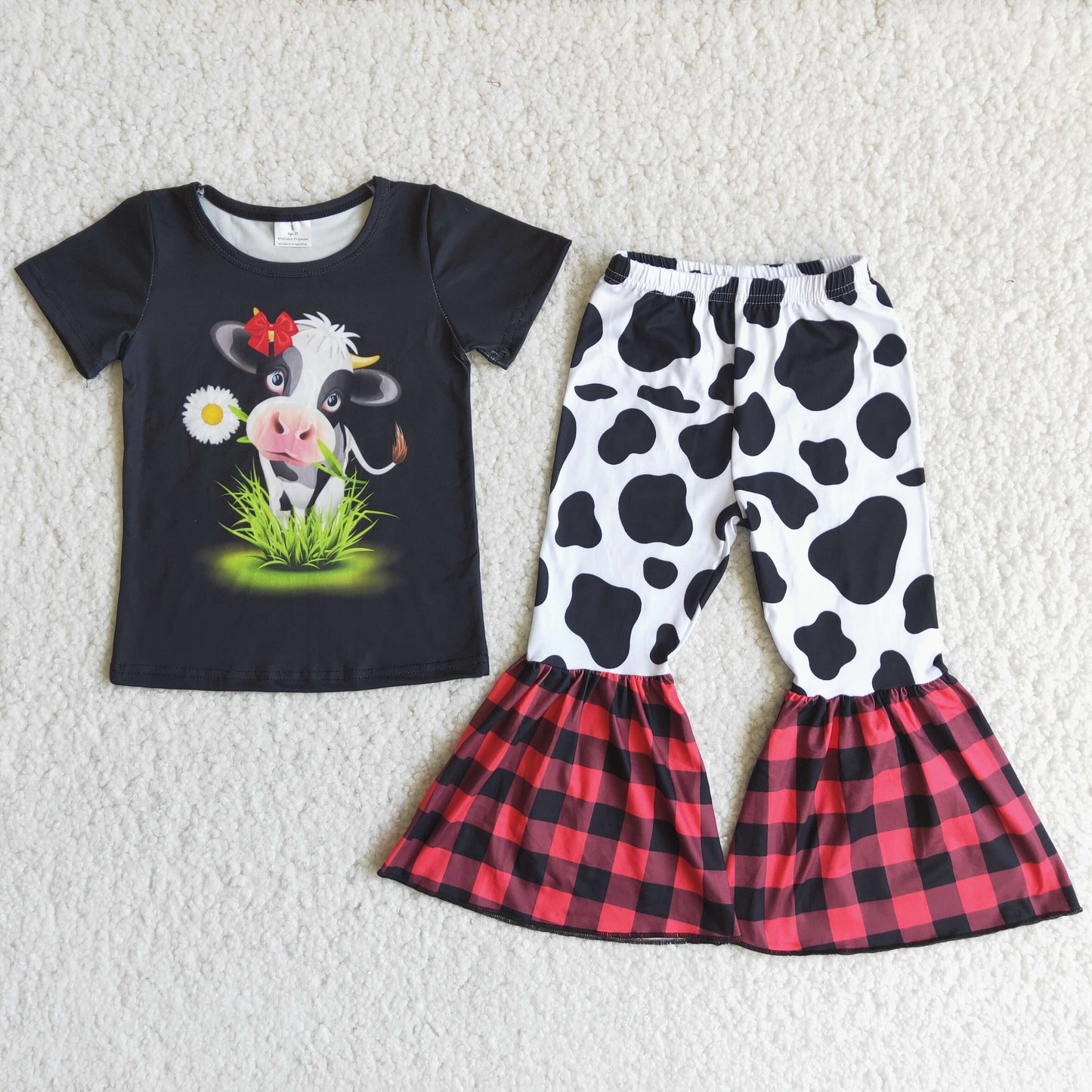 Girls cow style clothing set