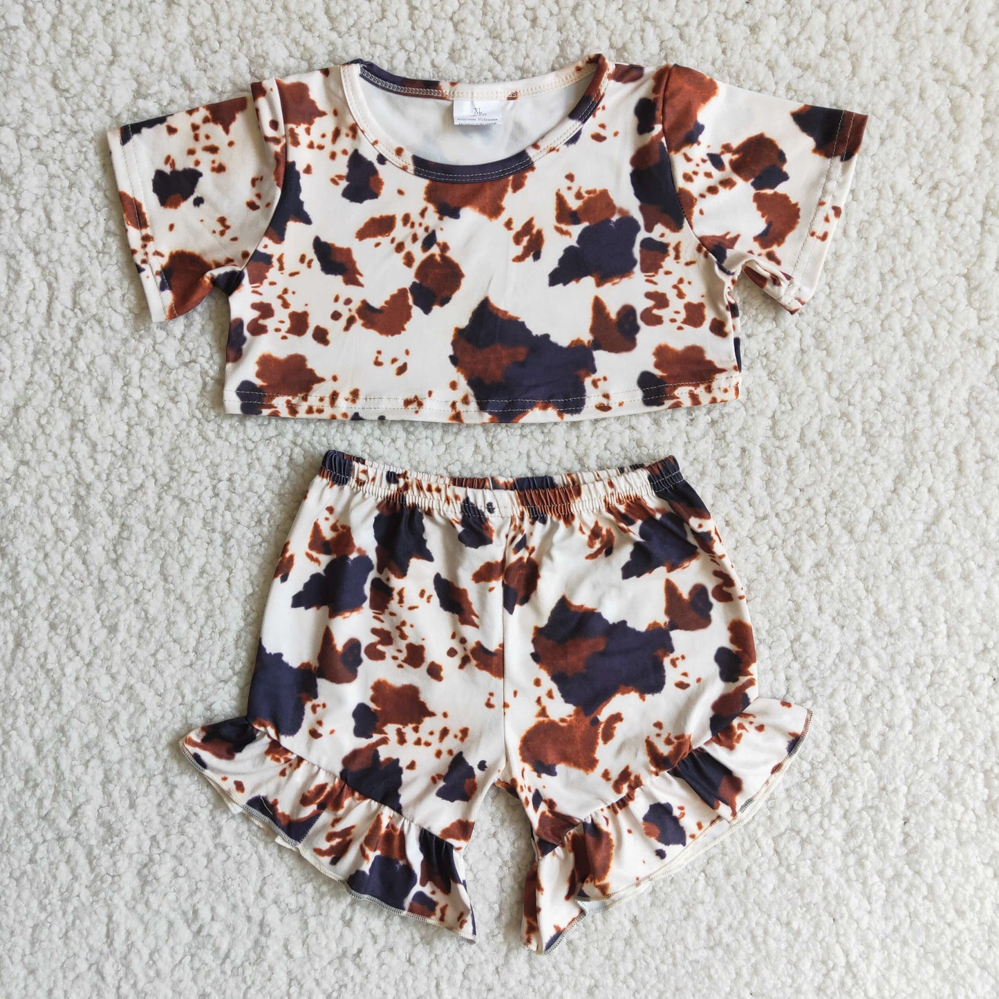 Girls cow print summer outfit