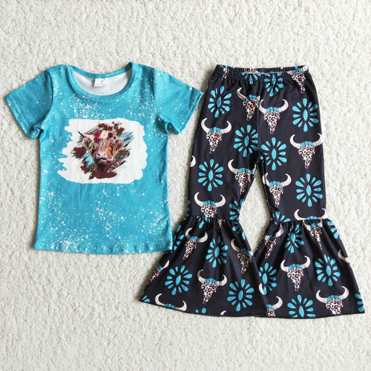 Baby girls Highland cows outfits kids ready to ship summer clothes