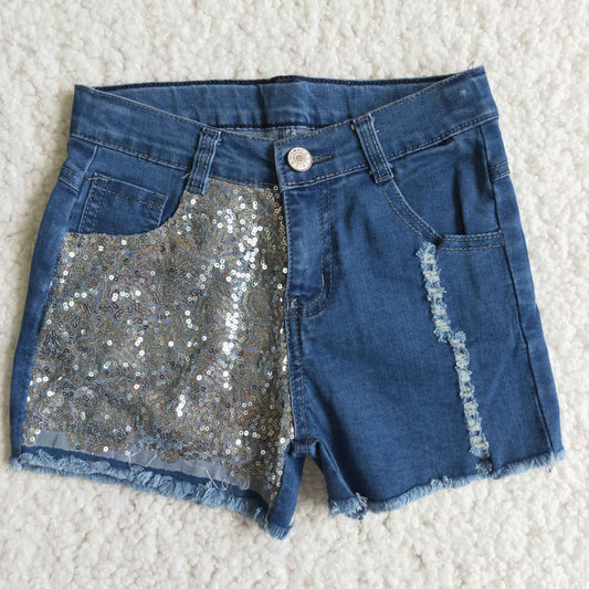 Baby girls sequins denim shorts