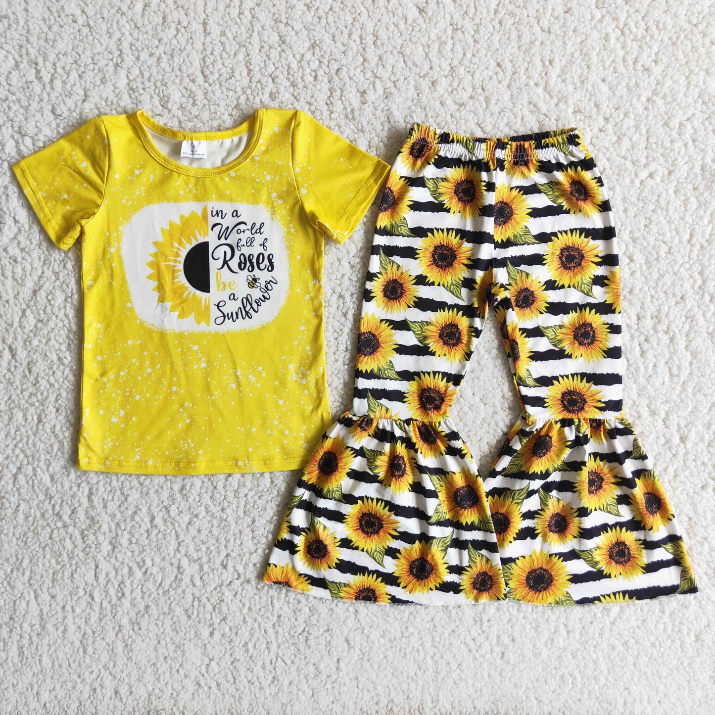 Children girls sunflower design 2pcs outfit