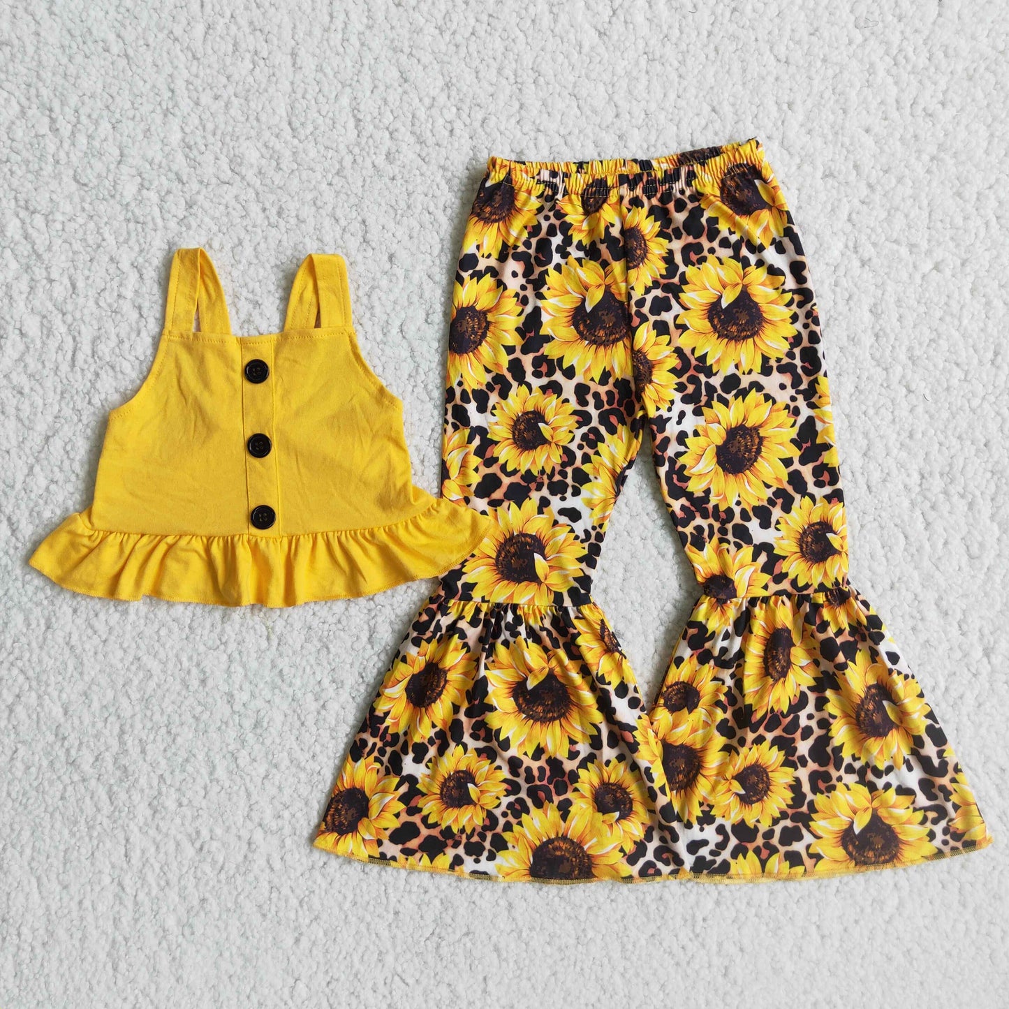 baby girls yellow top sunflower pants 2pcs outfit