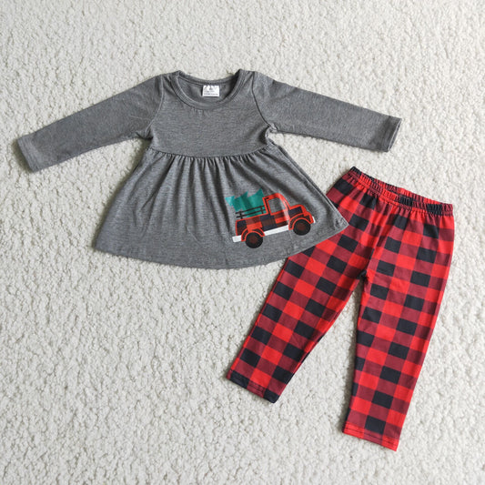 Baby girls long sleeve Christmas truck print clothing set