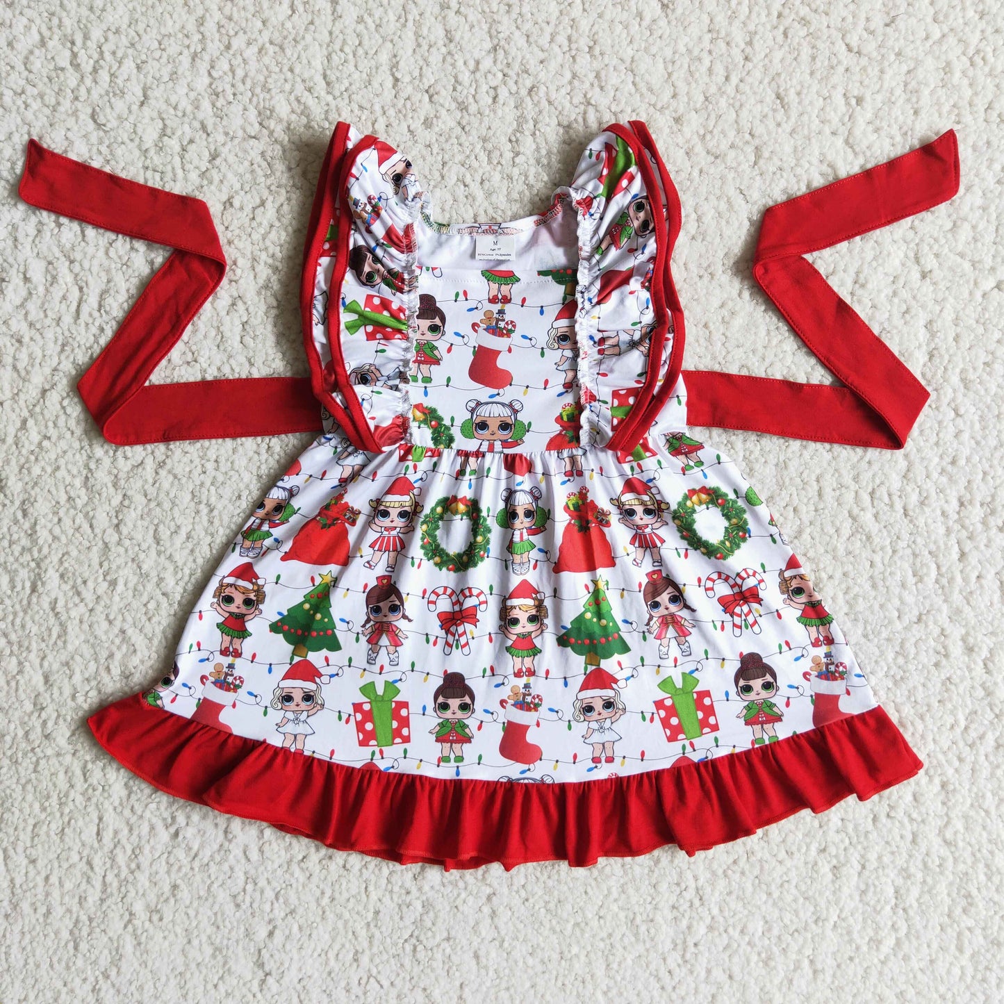 Toddle girls flutter sleeve Christmas dress
