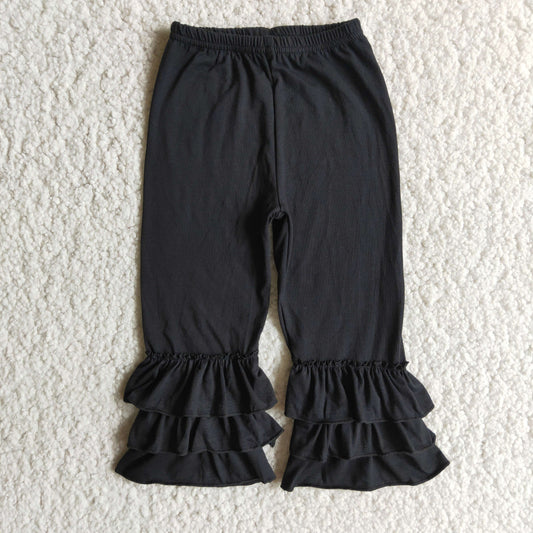 girls black ruffles cotton pants