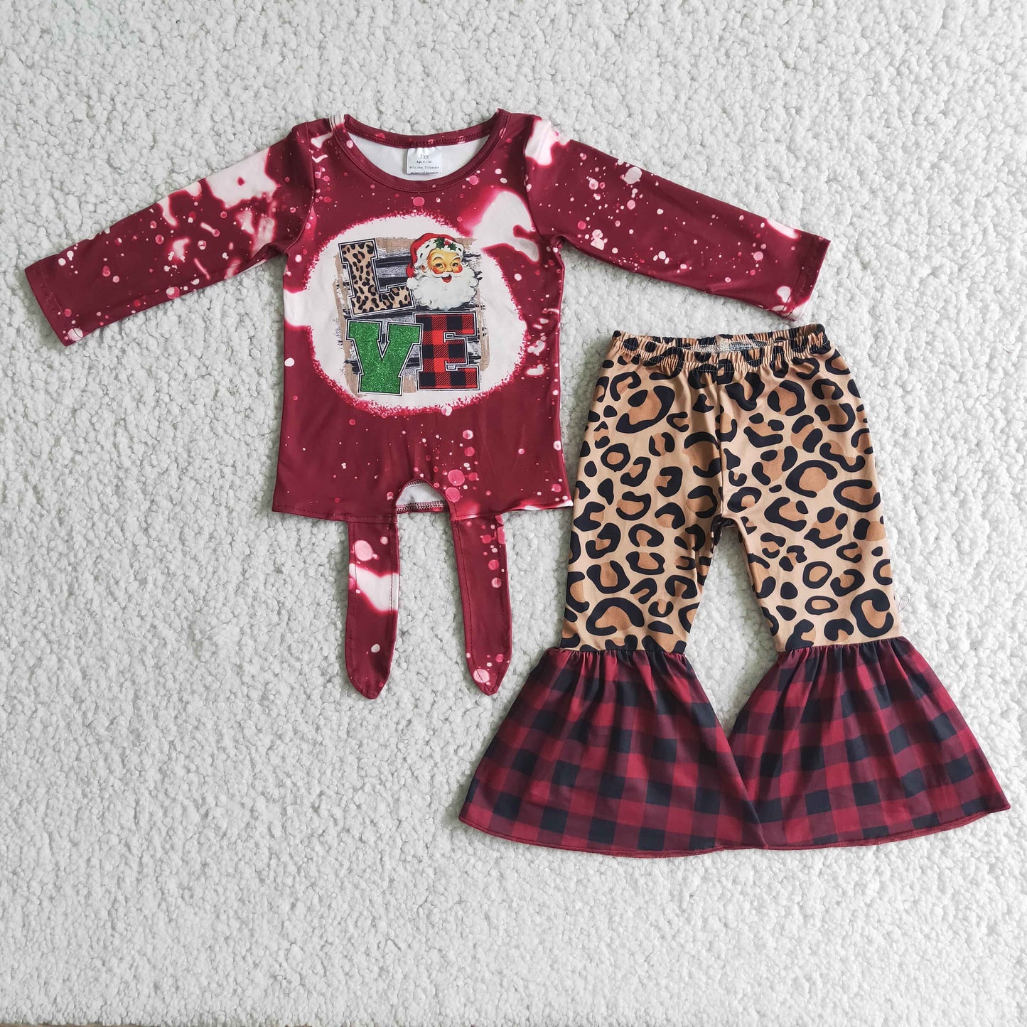 Baby girls Love Santa print Outfits