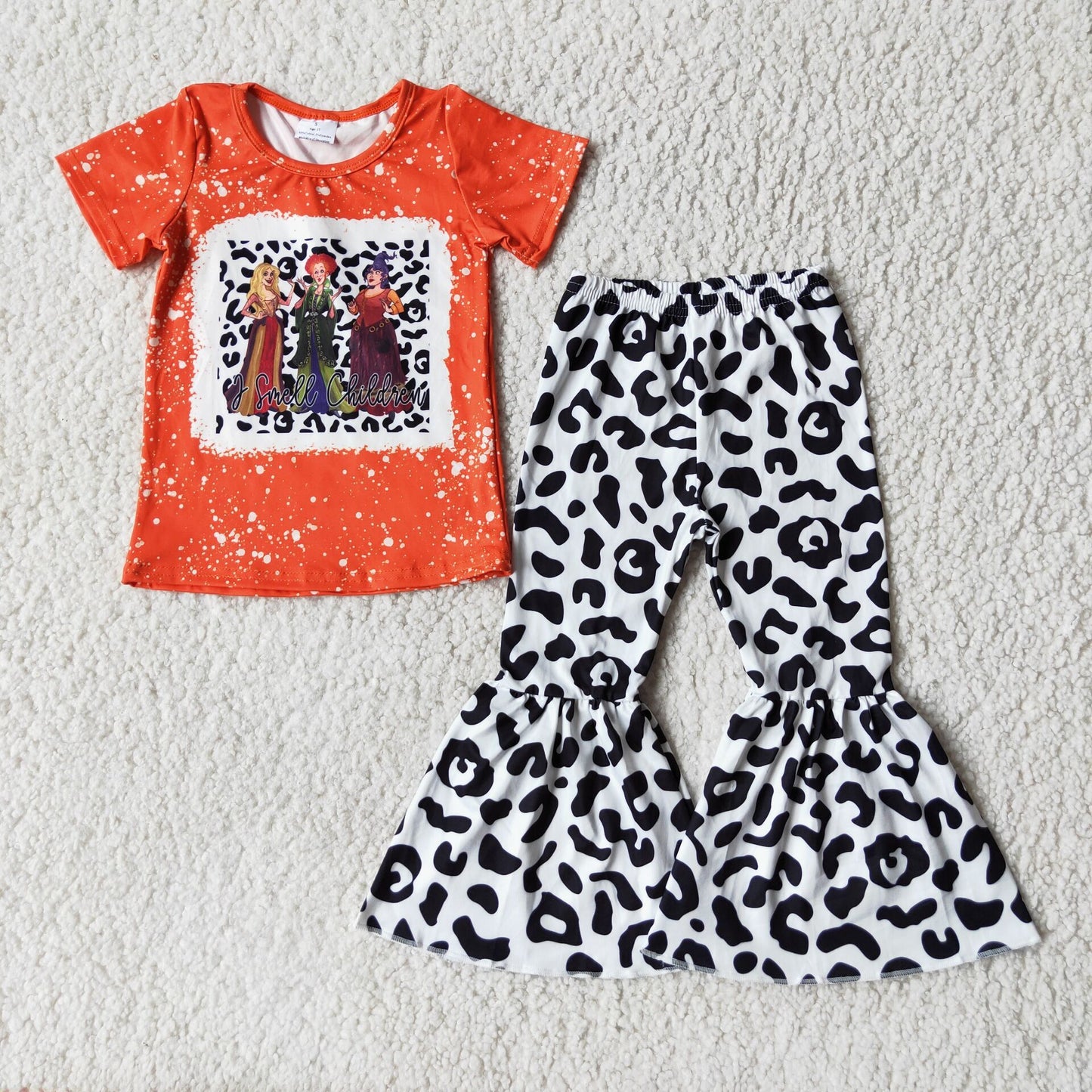 baby girls orange Halloween  leopard outfit