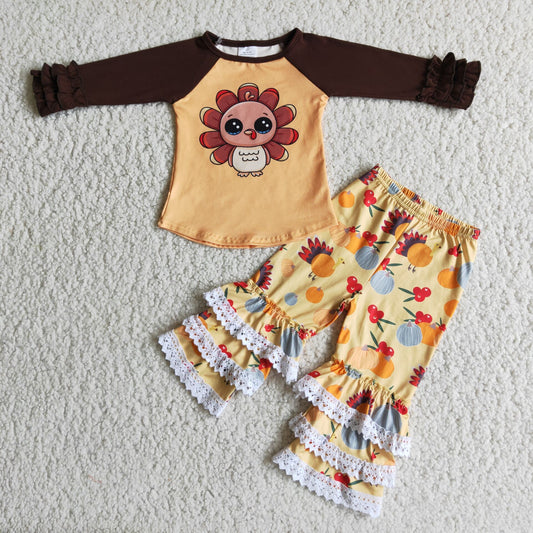 Children girls new design Thanksgiving clothing set